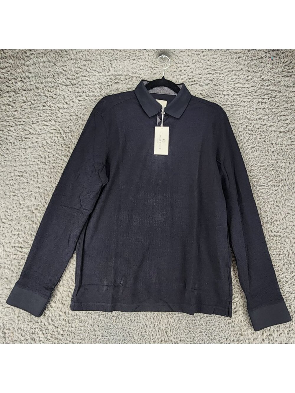 Construct Shirt Mens Medium Navy Blue Long Sleeve Polo *NWT*